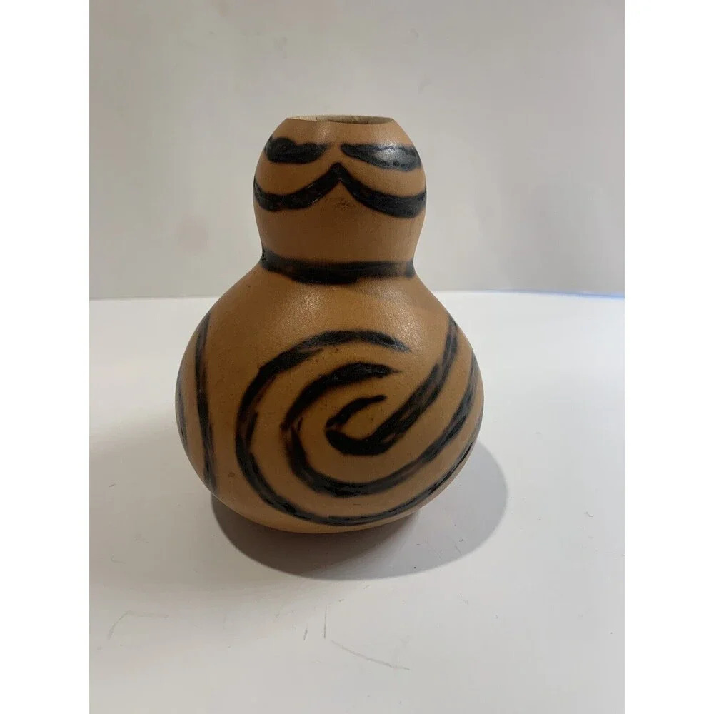 Vintage Hand Decorated Folk Art Gourd Tribal Art